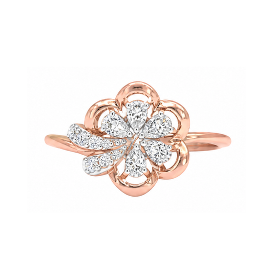 Minimal Floral Diamond Ring