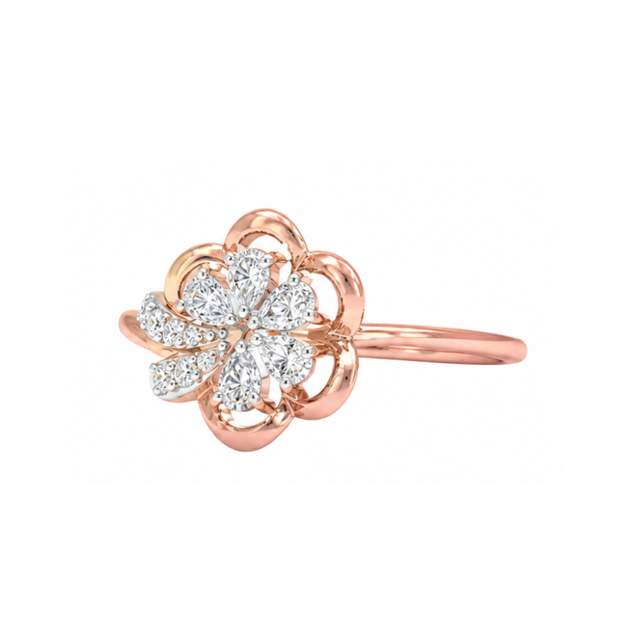 Minimal Floral Diamond Ring