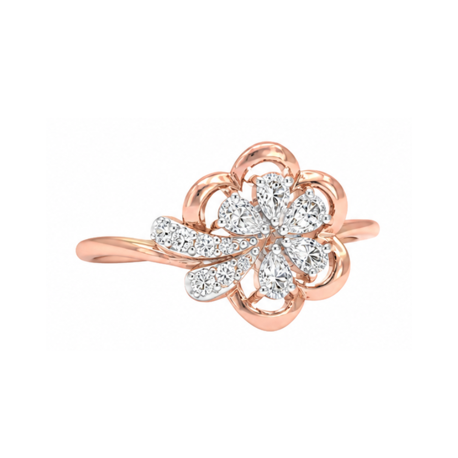 Minimal Floral Diamond Ring