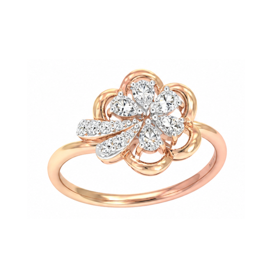 Minimal Floral Diamond Ring