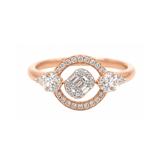 Circular Pavé Gold Ring