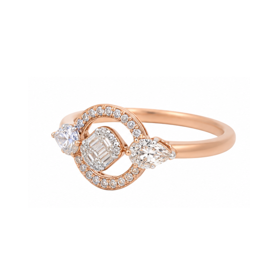 Circular Pavé Gold Ring