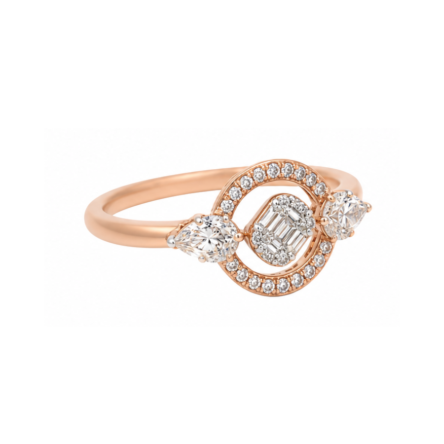 Circular Pavé Gold Ring