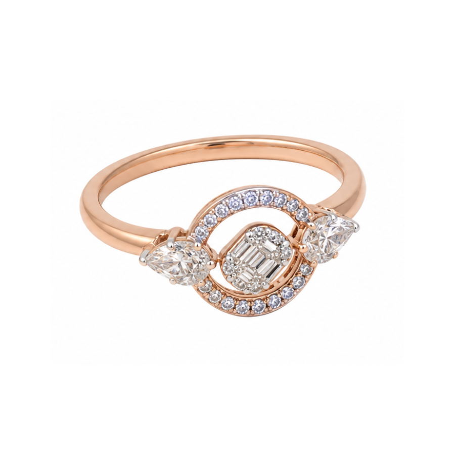 Circular Pavé Gold Ring